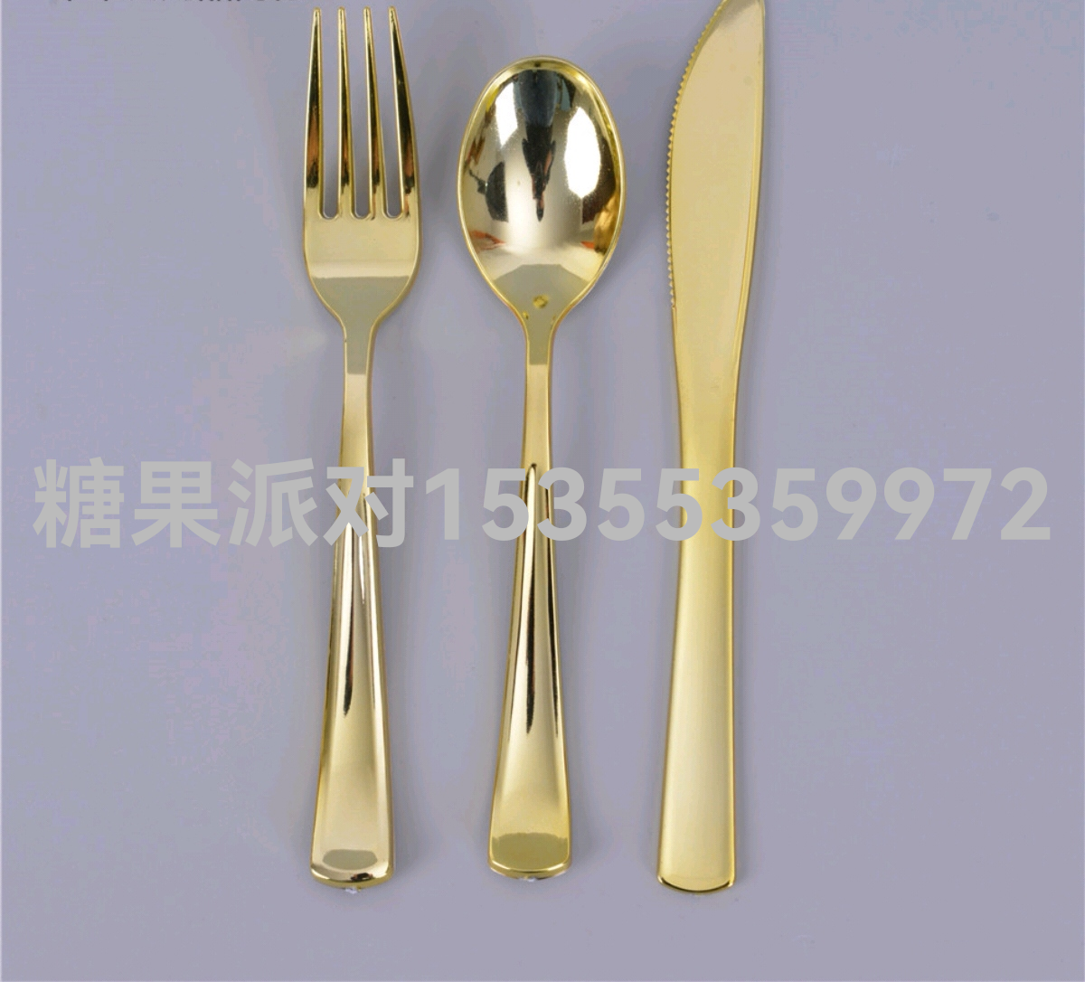 Rose Gold Plating Knife, Fork and Spoon Three-Piece Thickened Western Party Birthday Cake Fork Decoration Supplies