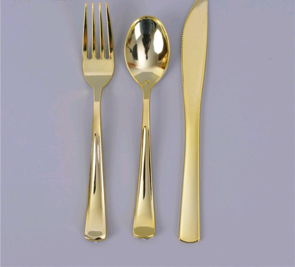 Rose Gold Plating Knife, Fork and Spoon Three-Piece Thickened Western Party Birthday Cake Fork Decoration Supplies Rose Gold Plating Knife, Fork and Spoon Three-Piece Thickened Western Party Birthday Cake Fork Decoration Supplies