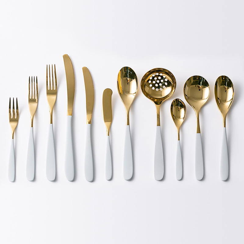 Factory Direct Sales Crescent Series Knife, Fork and Spoon 304 Stainless Steel Gray Gold Tableware Hotel Western Food Utensils