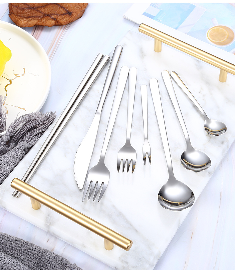 304 Stainless Steel Tableware Set Korean Knife and Fork Internet Celebrity Hotel Western Food Steak Knife Dessert Spoon Long Spoon 304 Stainless Steel Tableware Set Korean Knife and Fork Internet Celebrity Hotel Western Food Steak Knife Dessert Spoon Long Spoon