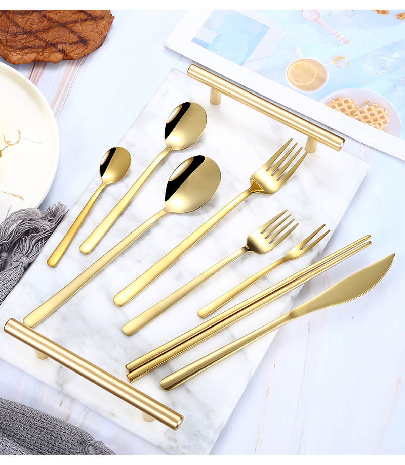 304 Stainless Steel Tableware Set Korean Knife and Fork Internet Celebrity Hotel Western Food Steak Knife Dessert Spoon Long Spoon 304 Stainless Steel Tableware Set Korean Knife and Fork Internet Celebrity Hotel Western Food Steak Knife Dessert Spoon Long Spoon