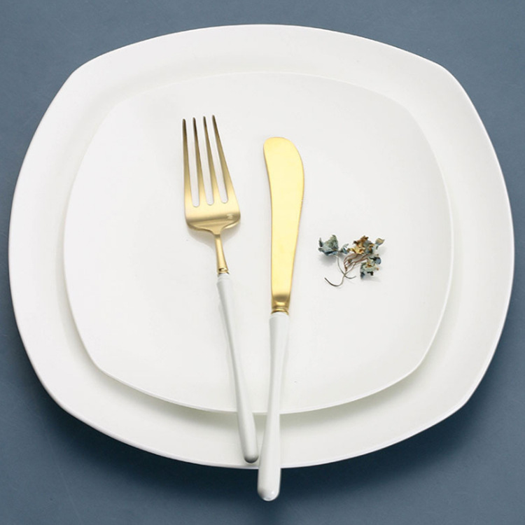 Factory Direct Sales Qinglong 304 Stainless Steel Western Tableware Platinum Knife, Fork and Spoon Suit Small Waist Handle Simple