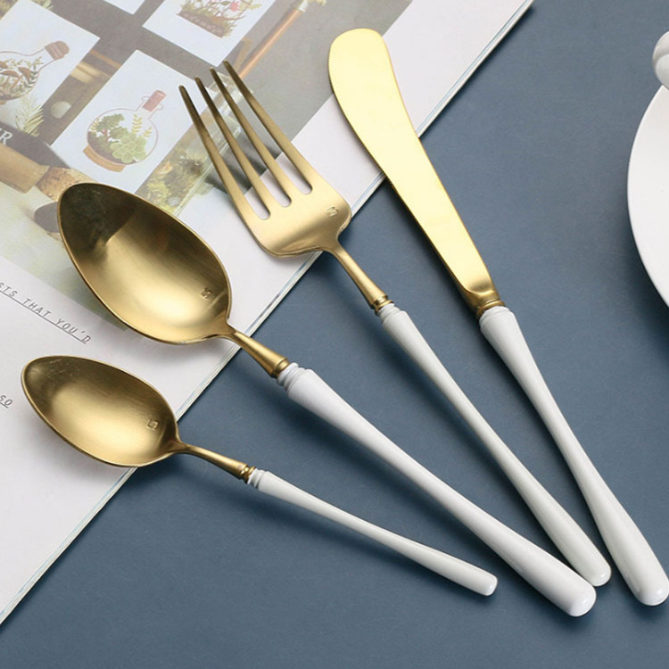 Factory Direct Sales Qinglong 304 Stainless Steel Western Tableware Platinum Knife, Fork and Spoon Suit Small Waist Handle Simple