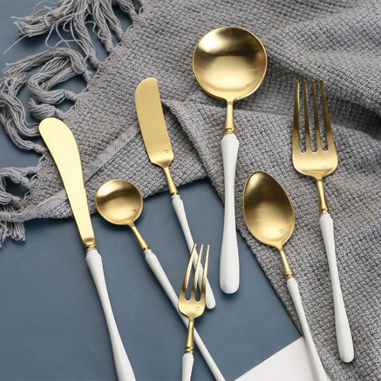 Factory Direct Sales Qinglong 304 Stainless Steel Western Tableware Platinum Knife, Fork and Spoon Suit Small Waist Handle Simple