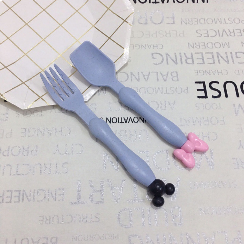 Creative Wheat Straw Tableware Two-Piece Set Spoon Fork Portable Set Children&#039;s Travel Environmental Protection Kitchen Supplies