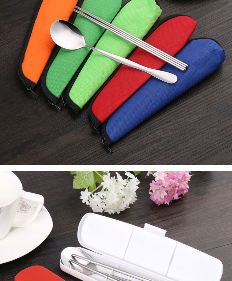 Stainless steel gift bag tableware Chinese style portable tableware set pen jar tableware spoon fork chopsticks Stainless steel gift bag tableware Chinese style portable tableware set pen jar tableware spoon fork chopsticks