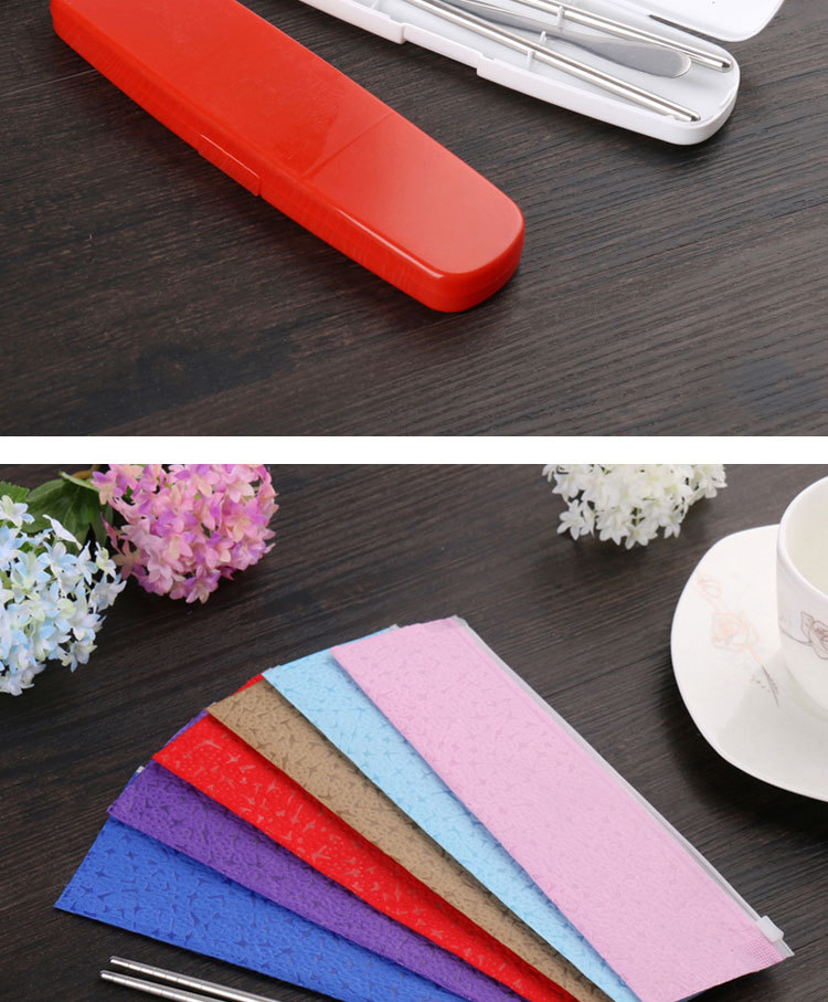 Stainless steel gift bag tableware Chinese style portable tableware set pen jar tableware spoon fork chopsticks Stainless steel gift bag tableware Chinese style portable tableware set pen jar tableware spoon fork chopsticks