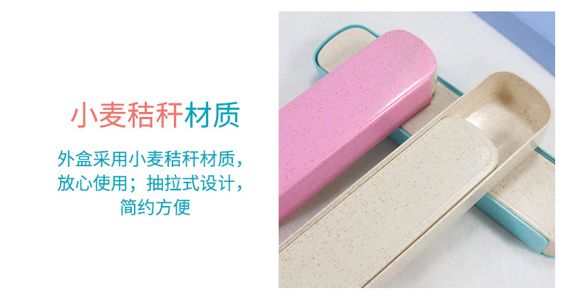 Cross-Border Stainless Steel Portable Tableware Set Chopsticks Spoon Fork Three-Piece Tableware 2-Piece Wheat Straw Box Custom Log