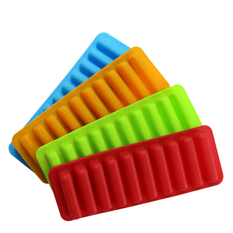 Food Grade Cylindrical Silicone Ice Cube Mold 10-Hole Finger Biscuit Ice Sucker Ice Tray Chocolate DIY Mold