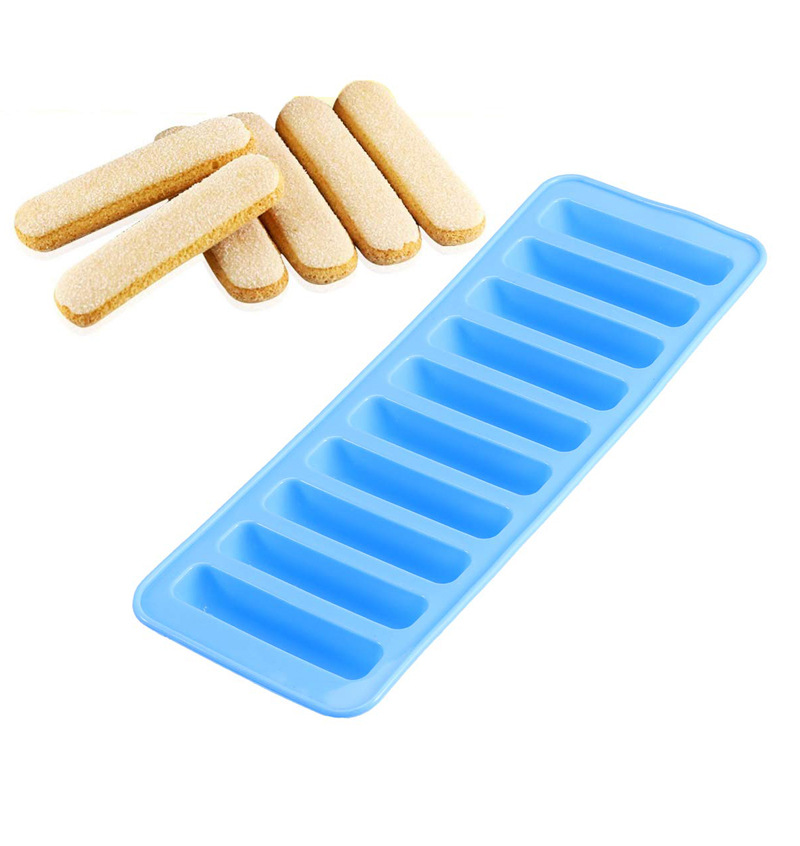 Food Grade Cylindrical Silicone Ice Cube Mold 10-Hole Finger Biscuit Ice Sucker Ice Tray Chocolate DIY Mold