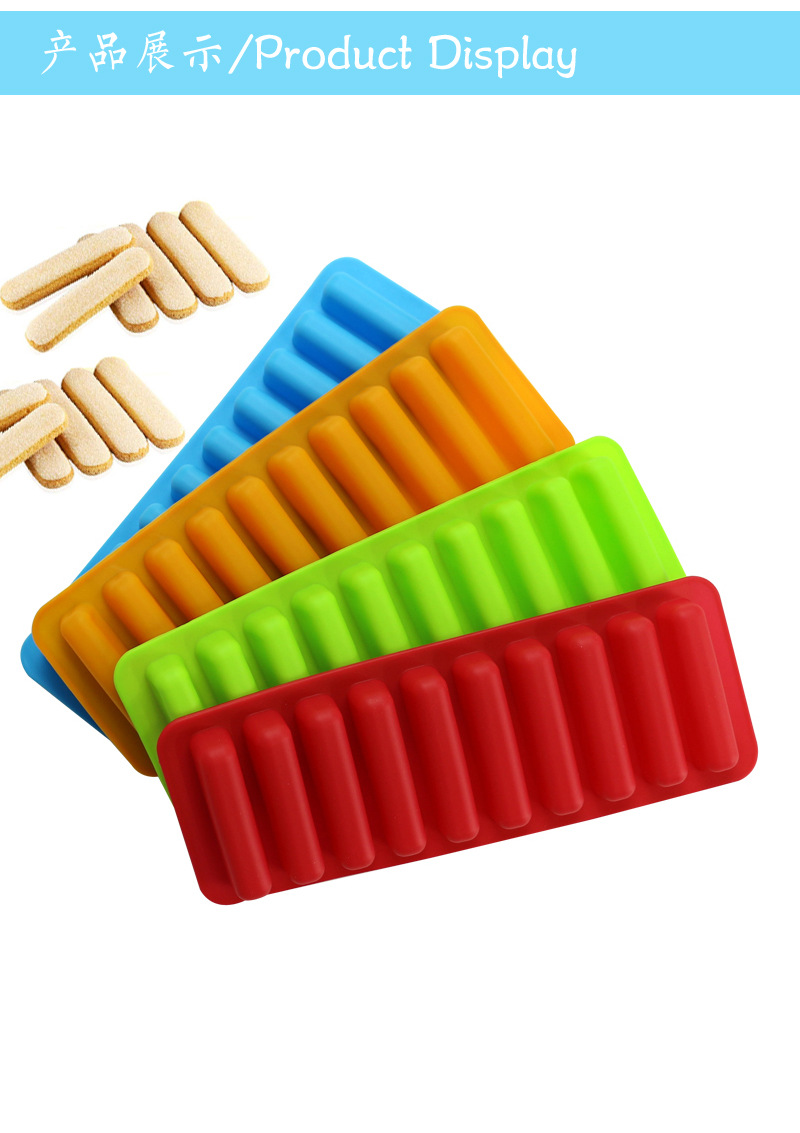 Food Grade Cylindrical Silicone Ice Cube Mold 10-Hole Finger Biscuit Ice Sucker Ice Tray Chocolate DIY Mold