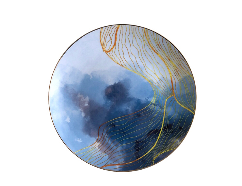 Bone China Dish High Ceramic Western Cuisine Plate Table Large Tray Tableware Fruit Cake Plate Daily Necessities