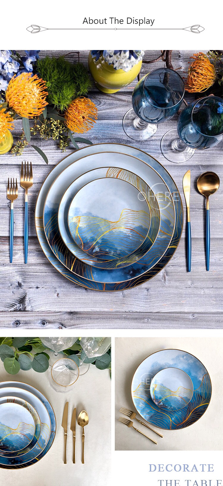 Bone China Dish High Ceramic Western Cuisine Plate Table Large Tray Tableware Fruit Cake Plate Daily Necessities