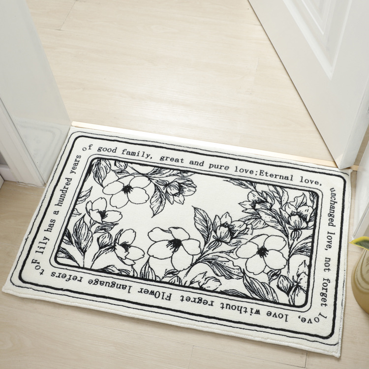 Black and White Era Simple Series Bathroom Door Mat Bathroom Entrance Water-Absorbing Non-Slip Mat Floor Mat Bedroom Carpet