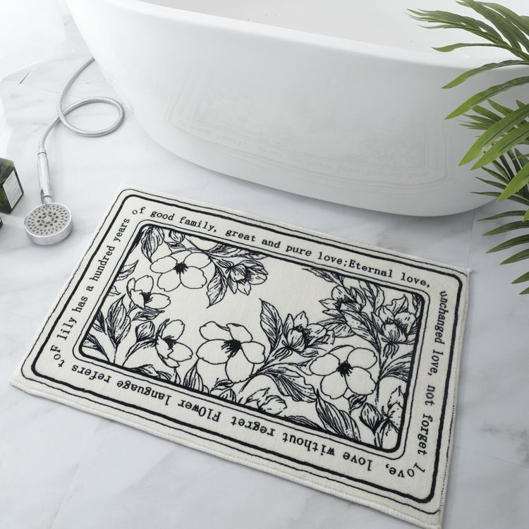 Black and White Era Simple Series Bathroom Door Mat Bathroom Entrance Water-Absorbing Non-Slip Mat Floor Mat Bedroom Carpet Black and White Era Simple Series Bathroom Door Mat Bathroom Entrance Water-Absorbing Non-Slip Mat Floor Mat Bedroom Carpet