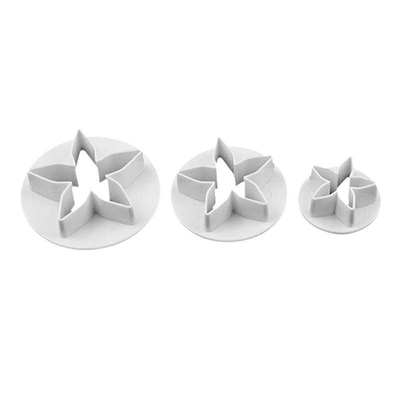 Factory Direct Sales 3PCs Petal Spring Embossing Mold Plastic Fondant Cake Mold Biscuit Printing Baking Mold