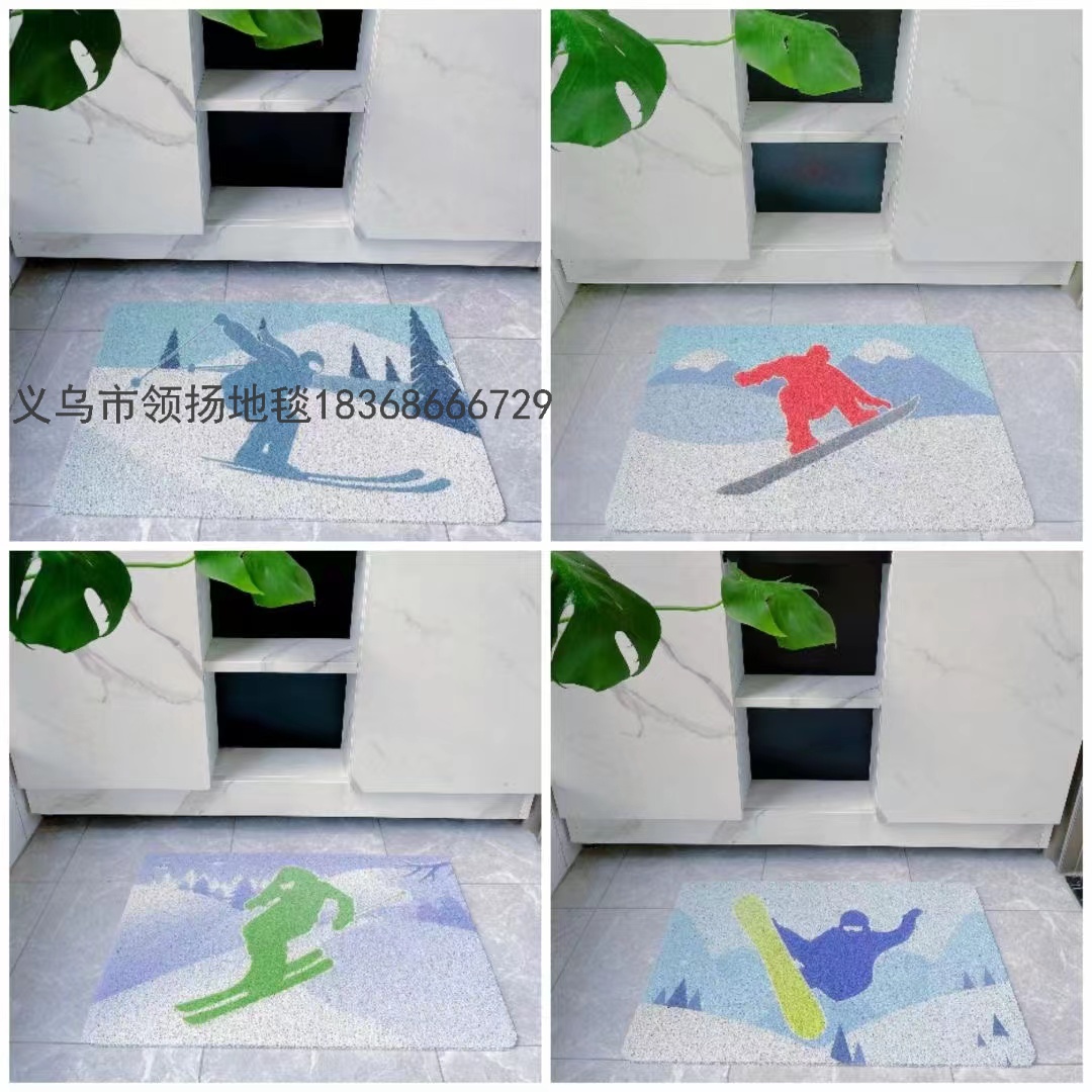 Household Printed Wire Loop Door Mat Entrance Door Mat Bedroom Kitchen Door Stain-Resistant Doormat Carpet