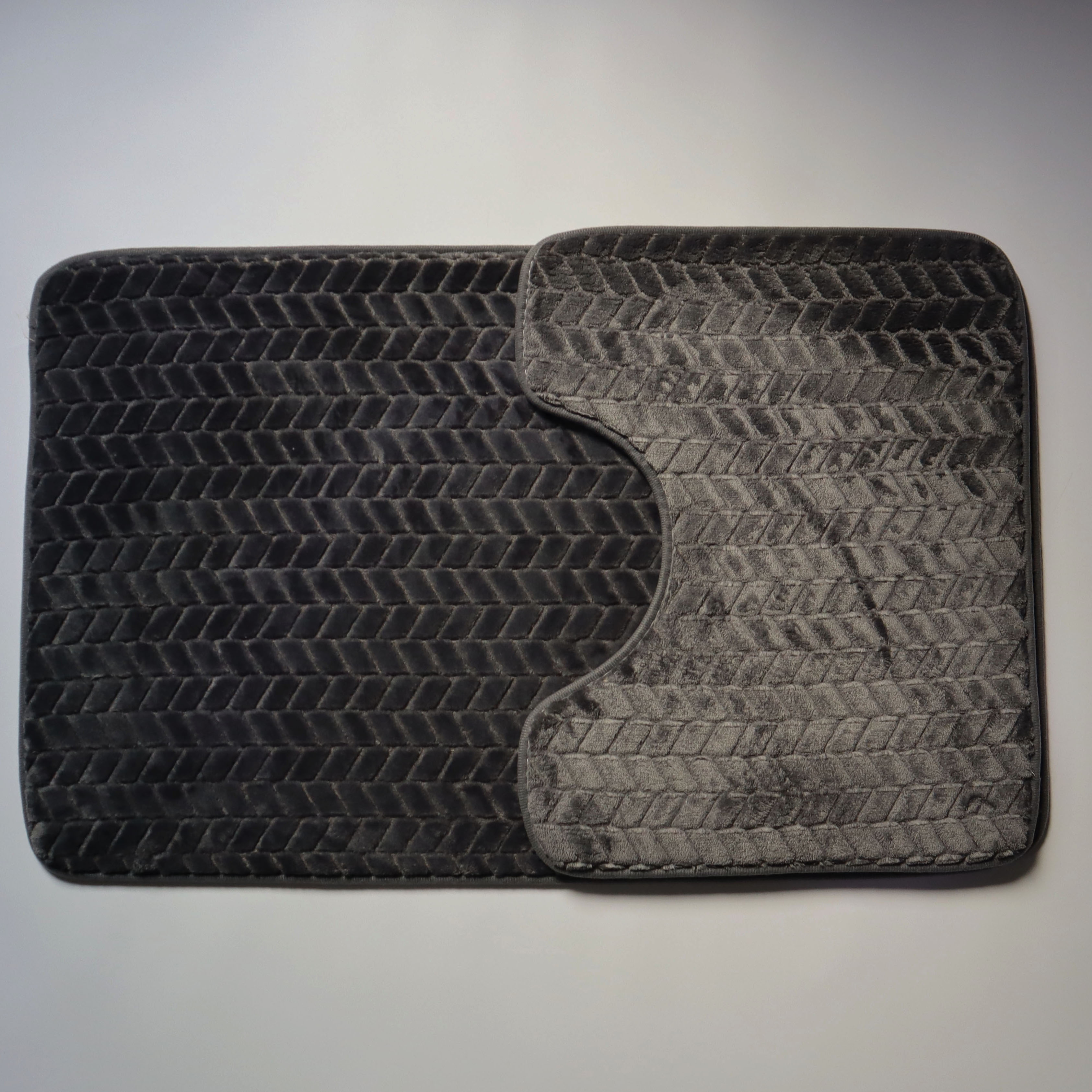 Factory Direct Sales Three-Dimensional Embossed Floor Mat Bathroom Bathroom Non-Slip Sponge Carpet 2-Piece Set