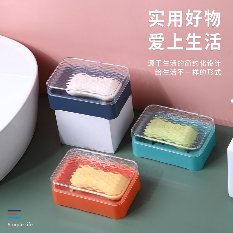Fat Soap Box with Lid Cute New Drain Soap Box Soap Box Toilet Fat Soap Box Sub-Storage Rack Soap Holder Plastic Soap Dish Soap Box