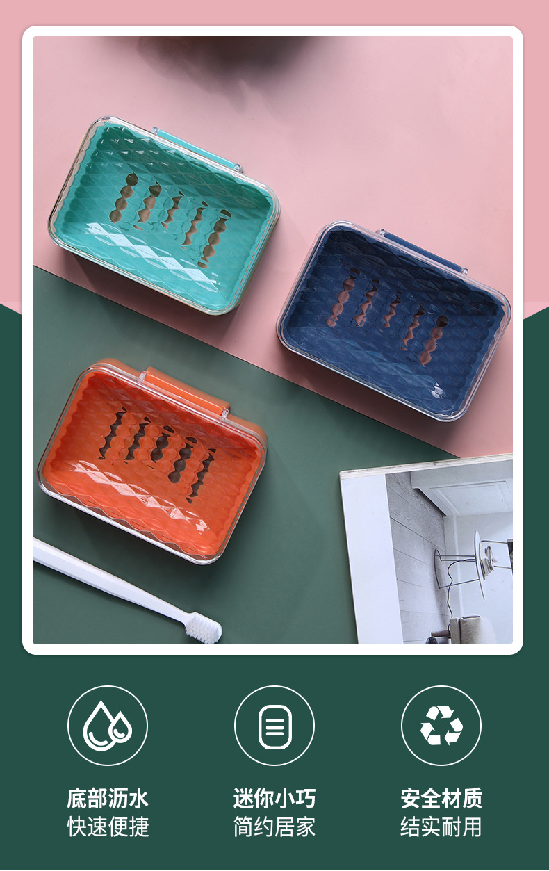 Fat Soap Box with Lid Cute New Drain Soap Box Soap Box Toilet Fat Soap Box Sub-Storage Rack Soap Holder Plastic Soap Dish Soap Box