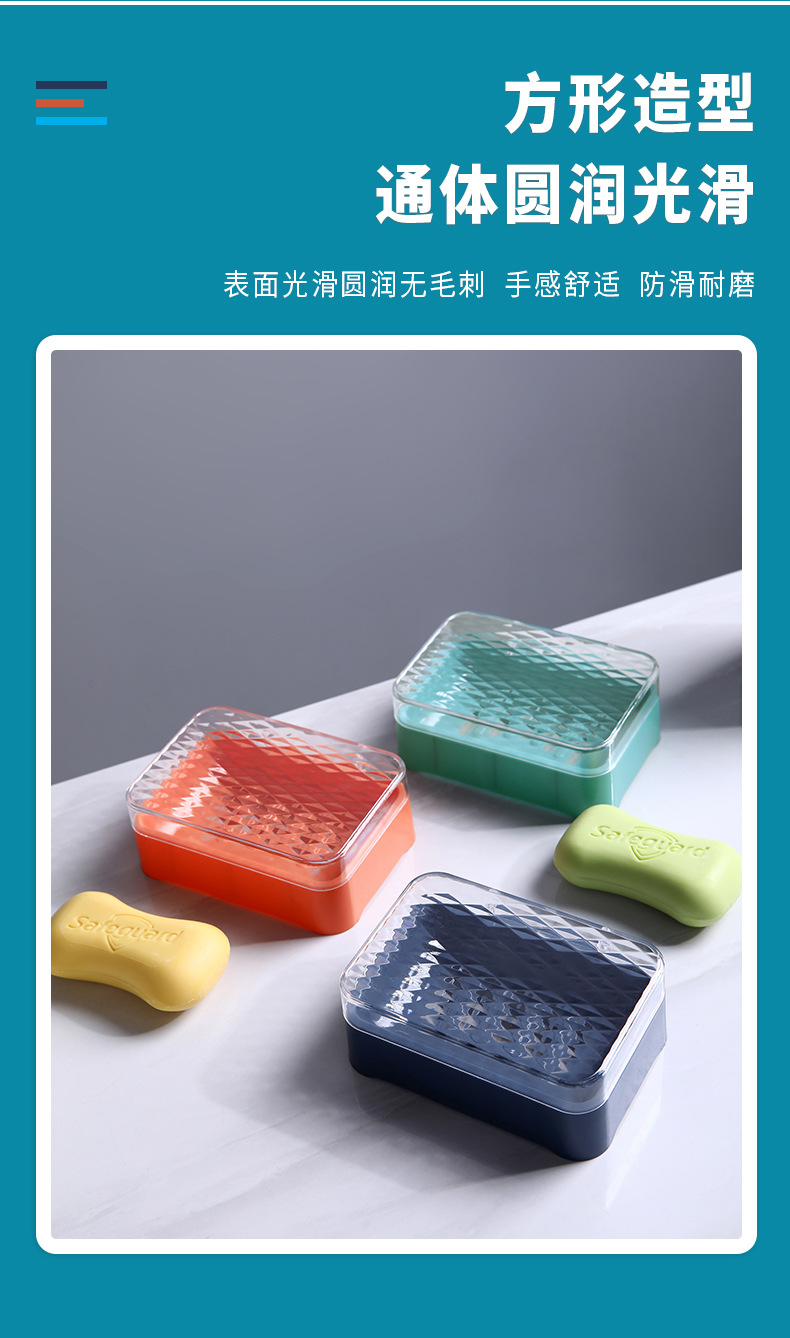 Fat Soap Box with Lid Cute New Drain Soap Box Soap Box Toilet Fat Soap Box Sub-Storage Rack Soap Holder Plastic Soap Dish Soap Box