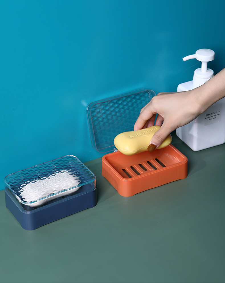 Fat Soap Box with Lid Cute New Drain Soap Box Soap Box Toilet Fat Soap Box Sub-Storage Rack Soap Holder Plastic Soap Dish Soap Box