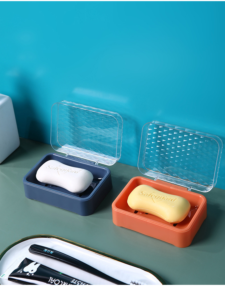Fat Soap Box with Lid Cute New Drain Soap Box Soap Box Toilet Fat Soap Box Sub-Storage Rack Soap Holder Plastic Soap Dish Soap Box