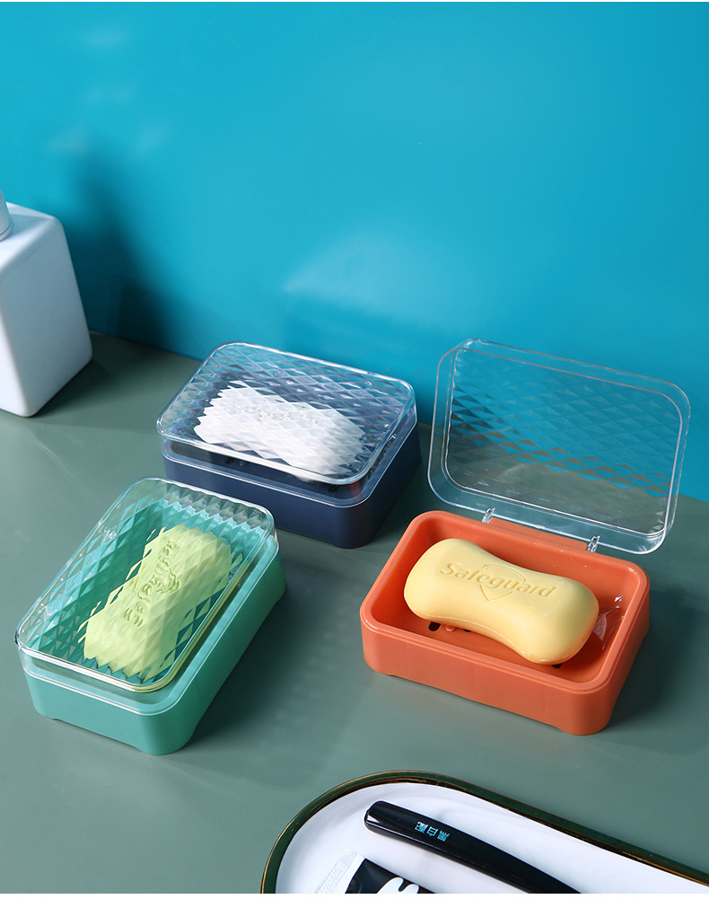 Fat Soap Box with Lid Cute New Drain Soap Box Soap Box Toilet Fat Soap Box Sub-Storage Rack Soap Holder Plastic Soap Dish Soap Box