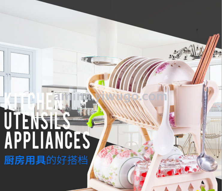 The kitchen floor shelf rack wet plate waterlogging caused by excessive rainfall desktop receive tableware chopsticks 