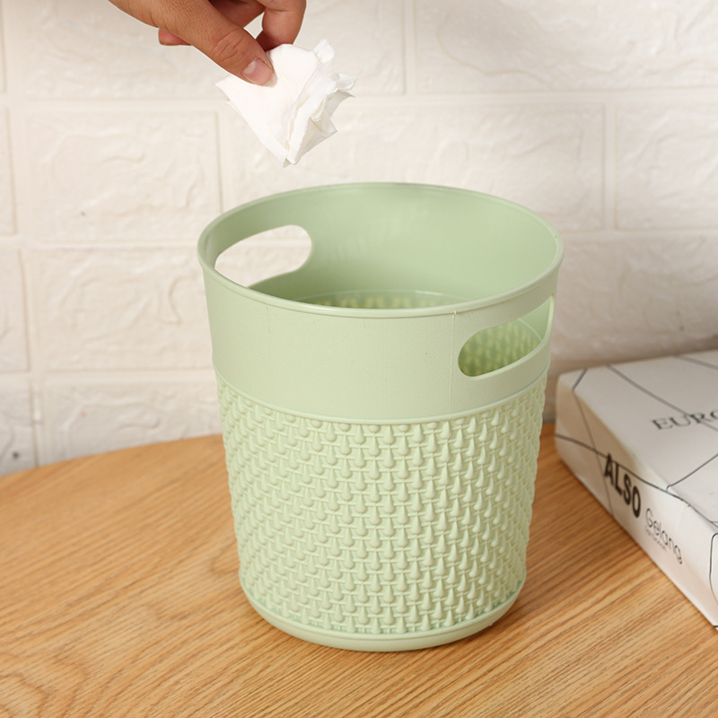 Household Living Room Toilet Bucket Simple Fashion Classic Style without Lid Kitchen Trash Can Solid Color Plastic Storage Bucket