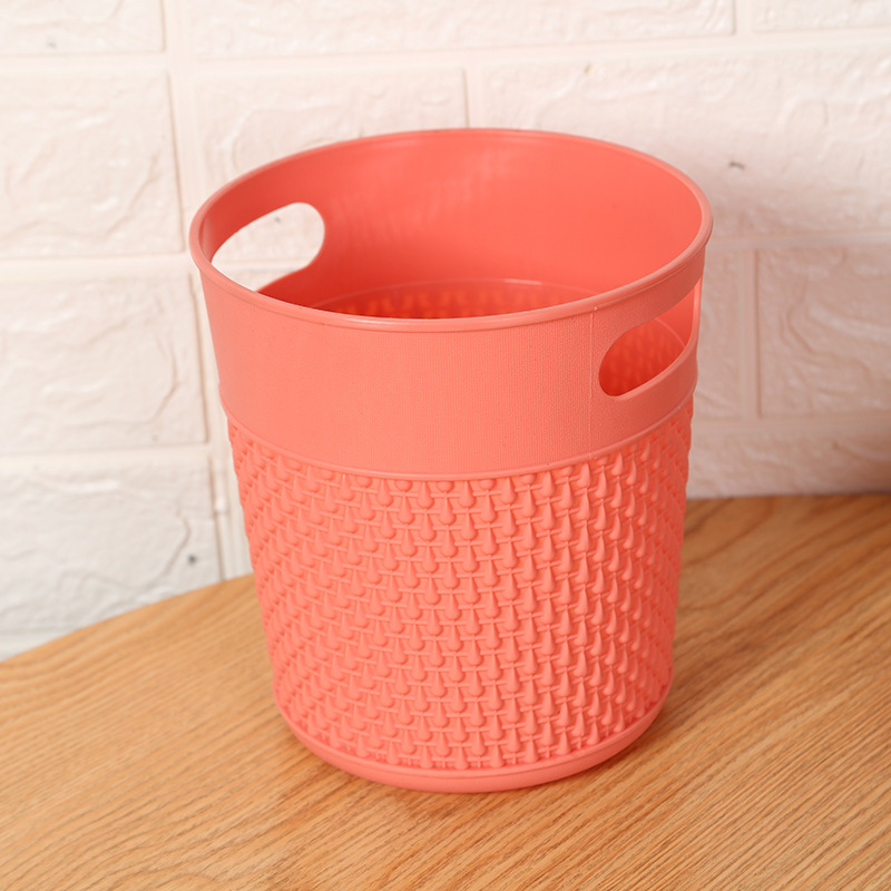Household Living Room Toilet Bucket Simple Fashion Classic Style without Lid Kitchen Trash Can Solid Color Plastic Storage Bucket
