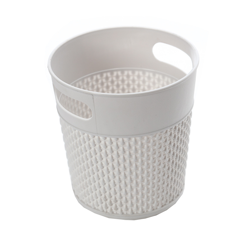 Household Living Room Toilet Bucket Simple Fashion Classic Style without Lid Kitchen Trash Can Solid Color Plastic Storage Bucket