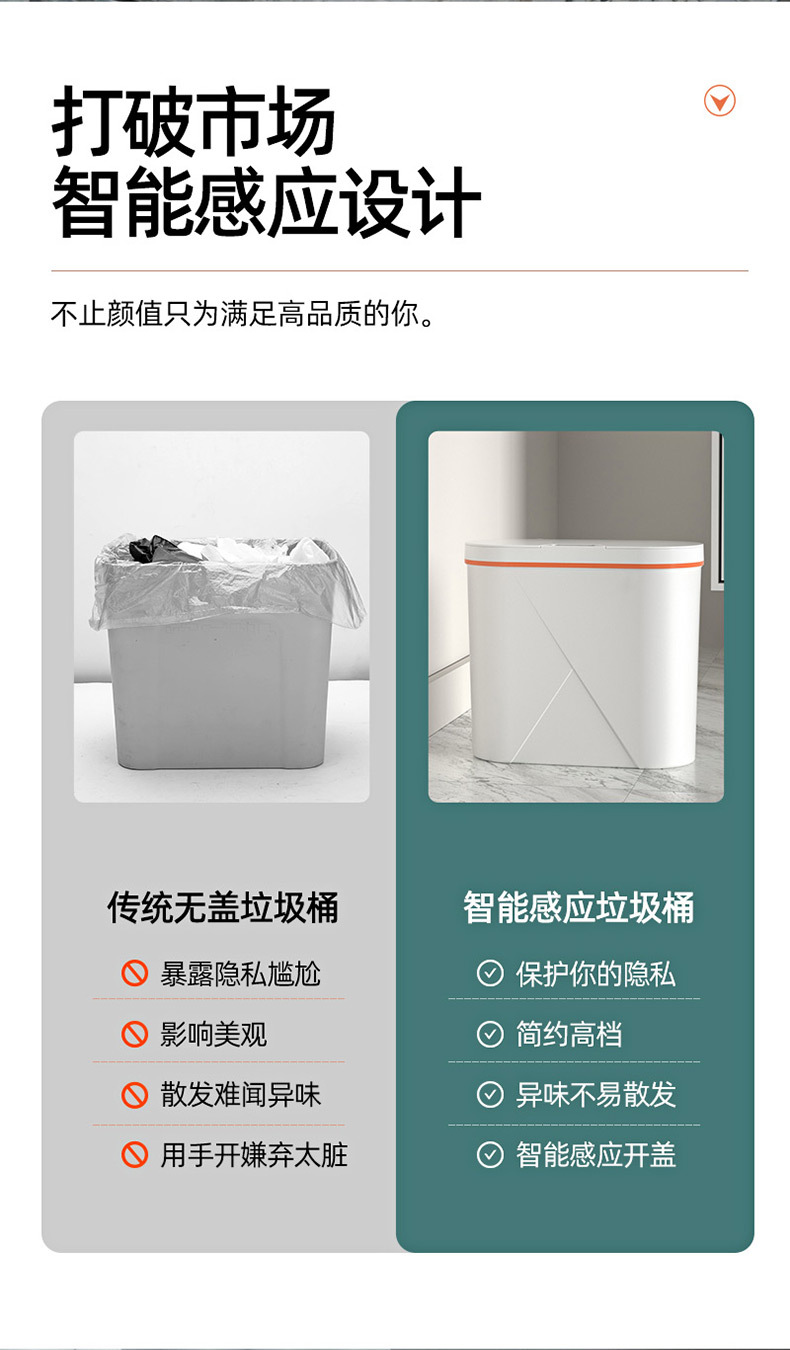 Household Smart Inductive Ashbin Toilet Living Room and Kitchen Bedroom Noiseless with Lid Waste Processor Household Smart Inductive Ashbin Toilet Living Room and Kitchen Bedroom Noiseless with Lid Waste Processor