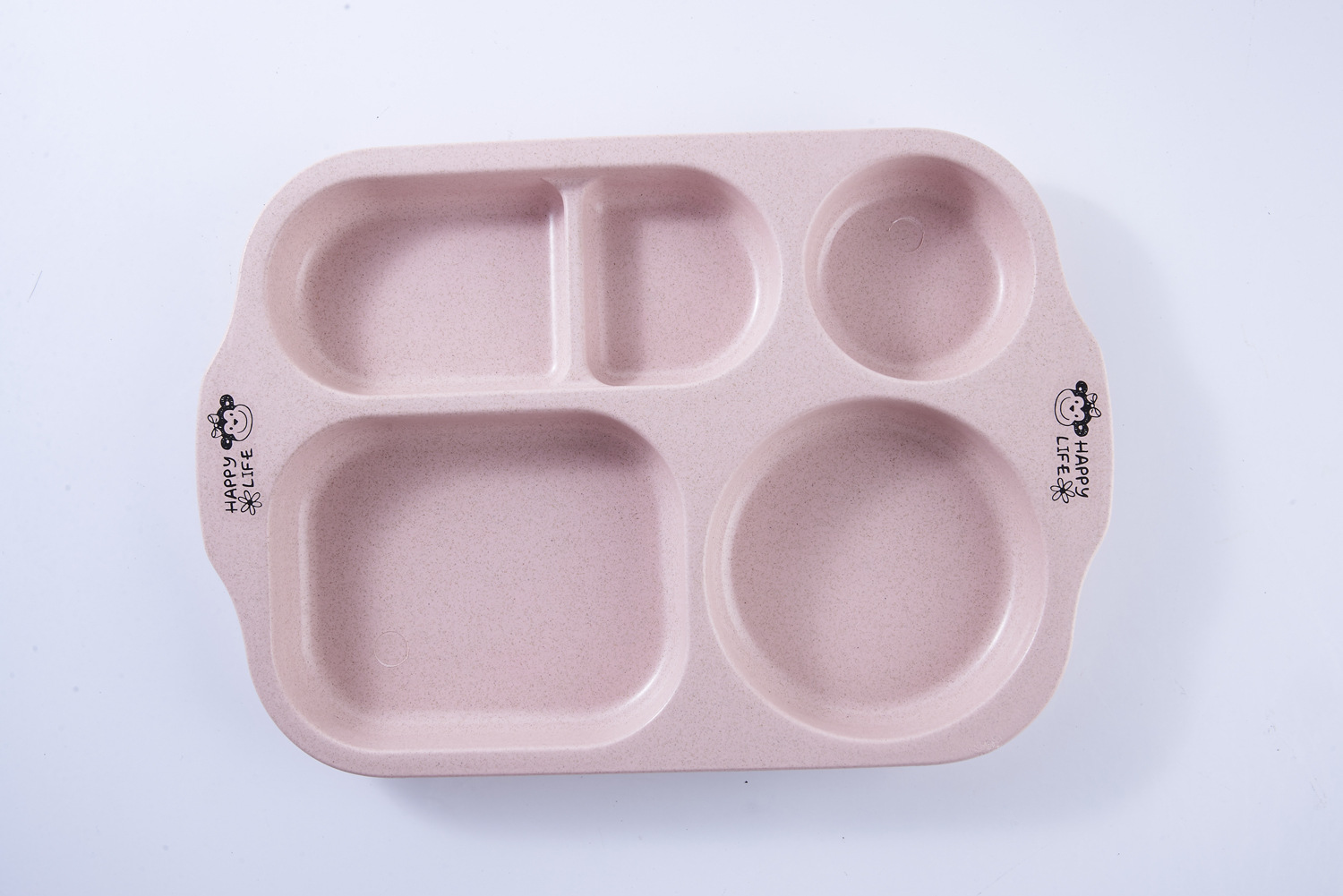 Environmentally Friendly and Healthy Wheat Straw Children's Household Tableware Food Tray Set with Children Chopsticks Spoon Fork