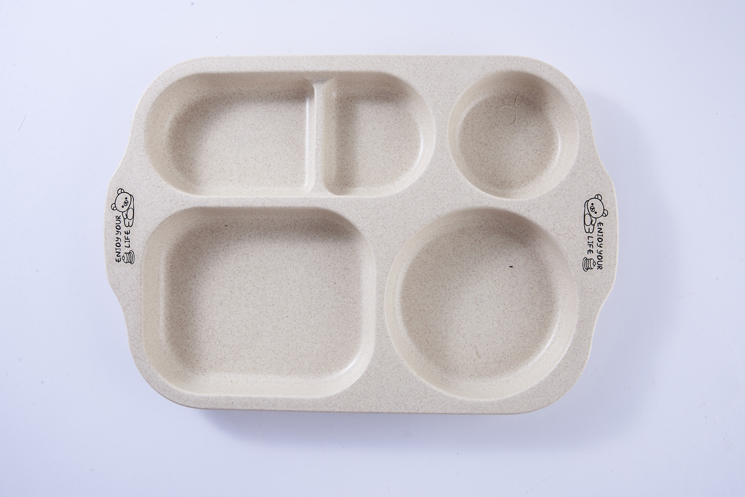 Environmentally Friendly and Healthy Wheat Straw Children's Household Tableware Food Tray Set with Children Chopsticks Spoon Fork