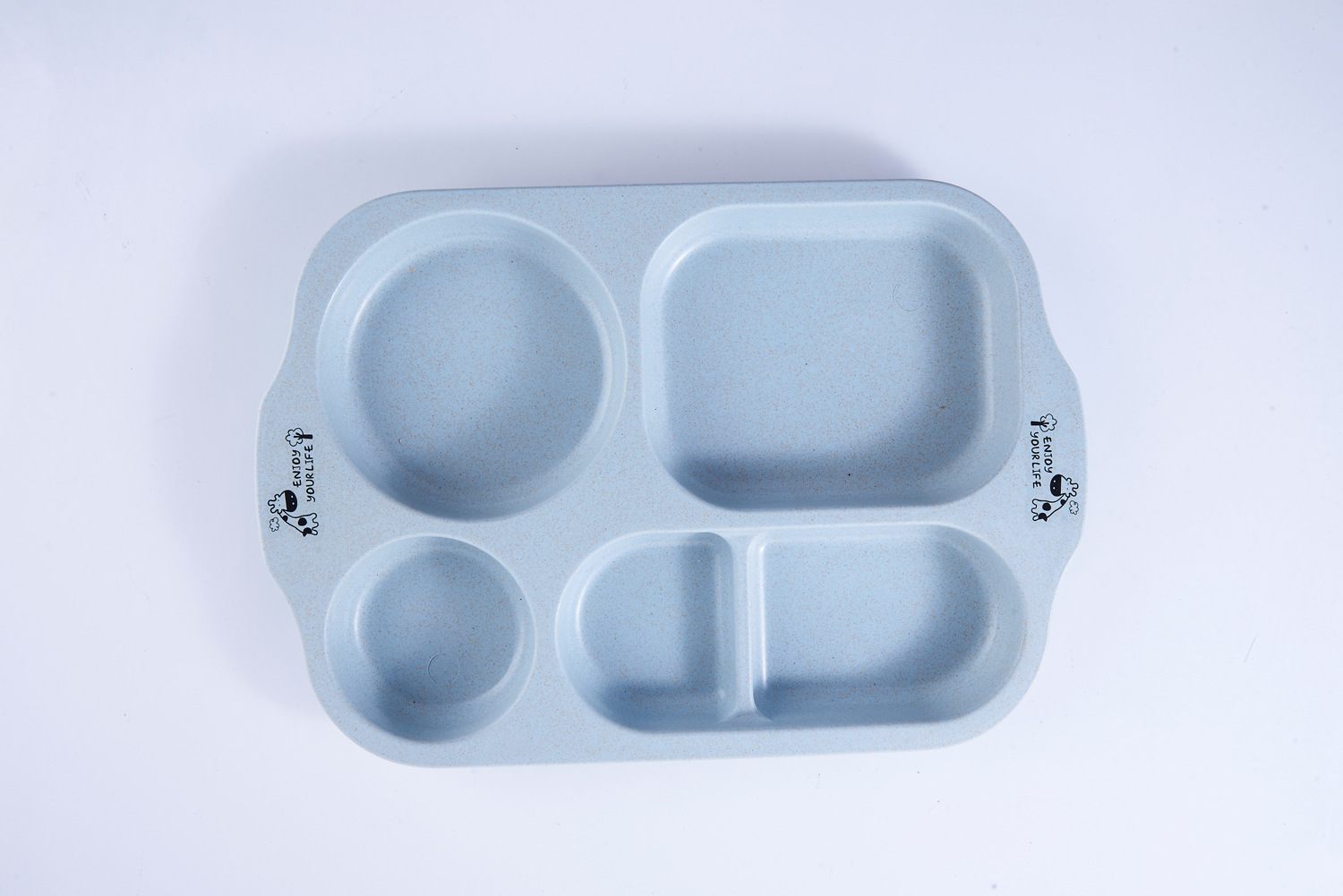 Environmentally Friendly and Healthy Wheat Straw Children's Household Tableware Food Tray Set with Children Chopsticks Spoon Fork