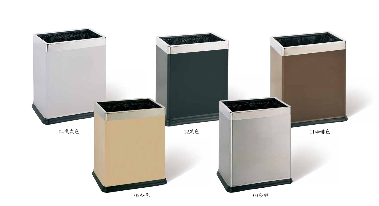 Rectangular Stainless Steel Room Barrel Double-Layer Room Barrel without Lid Flame Retardant Toilet Basket Barrel Office Storage Bucket