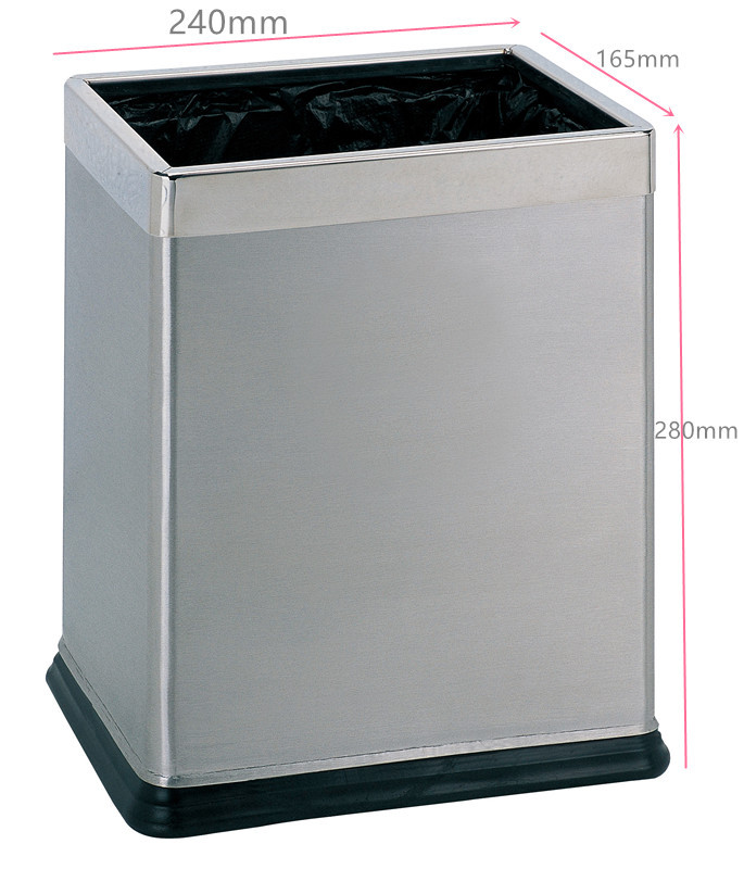 Rectangular Stainless Steel Room Barrel Double-Layer Room Barrel without Lid Flame Retardant Toilet Basket Barrel Office Storage Bucket