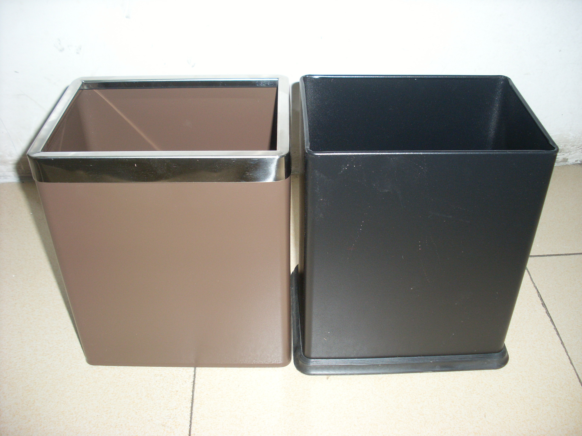 Rectangular Stainless Steel Room Barrel Double-Layer Room Barrel without Lid Flame Retardant Toilet Basket Barrel Office Storage Bucket