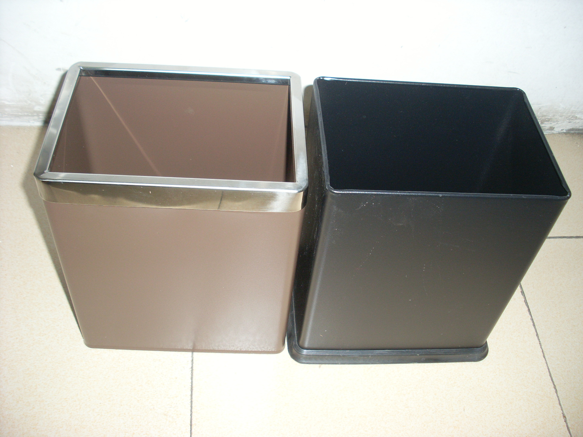 Rectangular Stainless Steel Room Barrel Double-Layer Room Barrel without Lid Flame Retardant Toilet Basket Barrel Office Storage Bucket