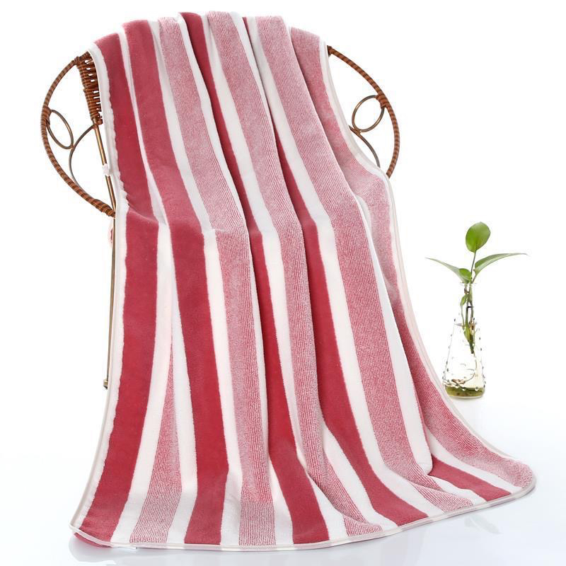 Vertical Bar Bath Towel Coral Fleece Absorbent Lint-Free Adult Male and Female Couple Gift Student Bathing and Face Washing Covers