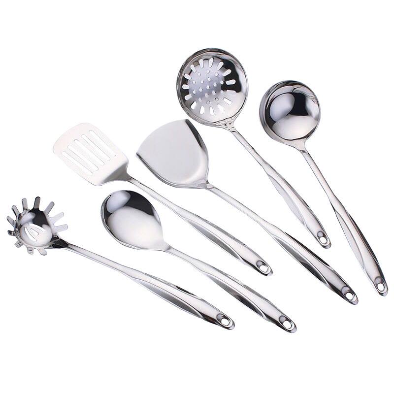 Stainless Steel Spatula Household Kitchenware Set Anti-Scald and High Temperature Resistant Hot Pot Soup Ladle Creative Kitchen Gadget Colander
