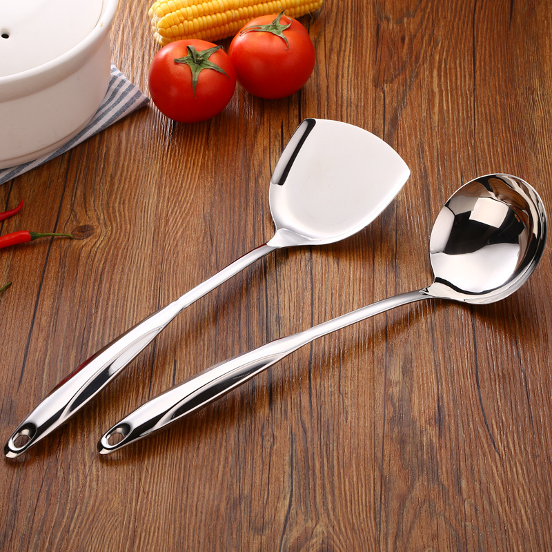 Stainless Steel Spatula Household Kitchenware Set Anti-Scald and High Temperature Resistant Hot Pot Soup Ladle Creative Kitchen Gadget Colander