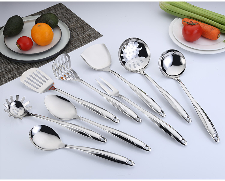 Stainless Steel Spatula Household Kitchenware Set Anti-Scald and High Temperature Resistant Hot Pot Soup Ladle Creative Kitchen Gadget Colander