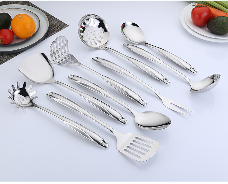Stainless Steel Spatula Household Kitchenware Set Anti-Scald and High Temperature Resistant Hot Pot Soup Ladle Creative Kitchen Gadget Colander