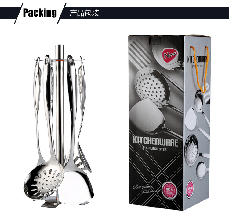 Stainless Steel Spatula Household Kitchenware Set Anti-Scald and High Temperature Resistant Hot Pot Soup Ladle Creative Kitchen Gadget Colander