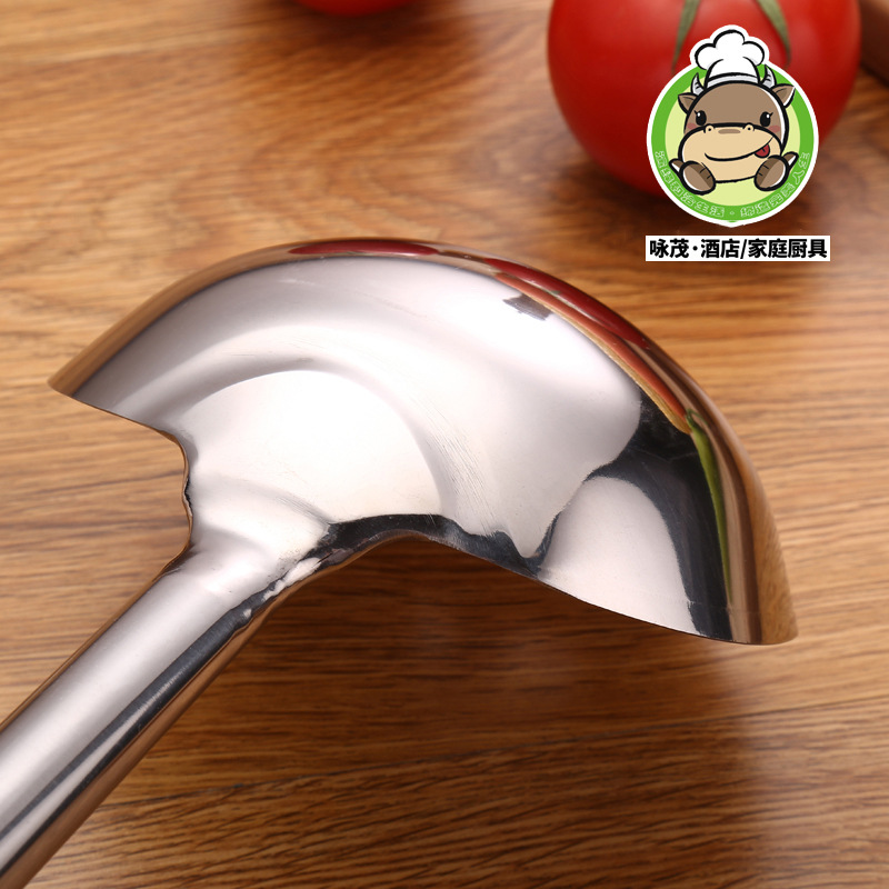 Household Stainless Steel Kitchenware Soup Ladle Soup Ladle Hotel Thickened Cooking Spoon and Shovel Chef Spatula Long Wooden Handle Spoon