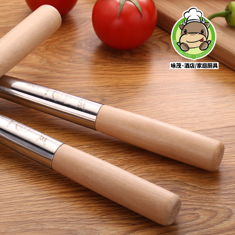Household Stainless Steel Kitchenware Soup Ladle Soup Ladle Hotel Thickened Cooking Spoon and Shovel Chef Spatula Long Wooden Handle Spoon