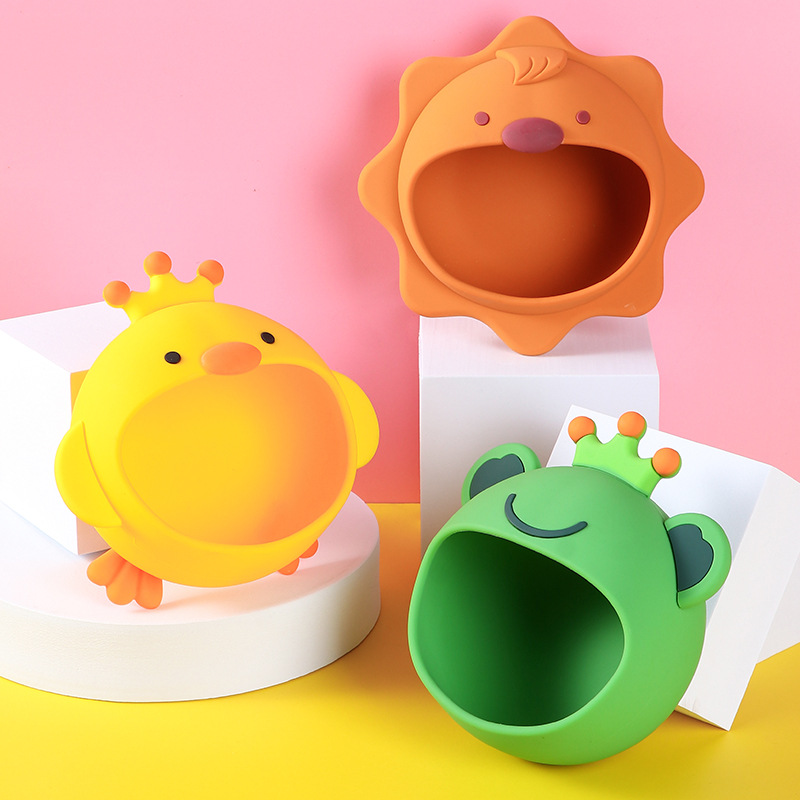 Children&#039;s Silicone Bowl Set Cartoon Baby Rice Bowl Spork Chopsticks Complementary Food with Straw Training Tableware Wholesale