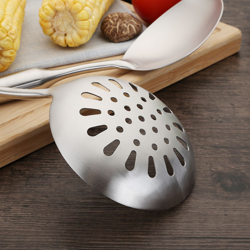 Thickened 304 Stainless Steel Spatula Colander Cooking Set Hot Pot Slotted Ladle Colander Soup Spoon and Spatula Spatula Household Kitchen 6-Piece Set